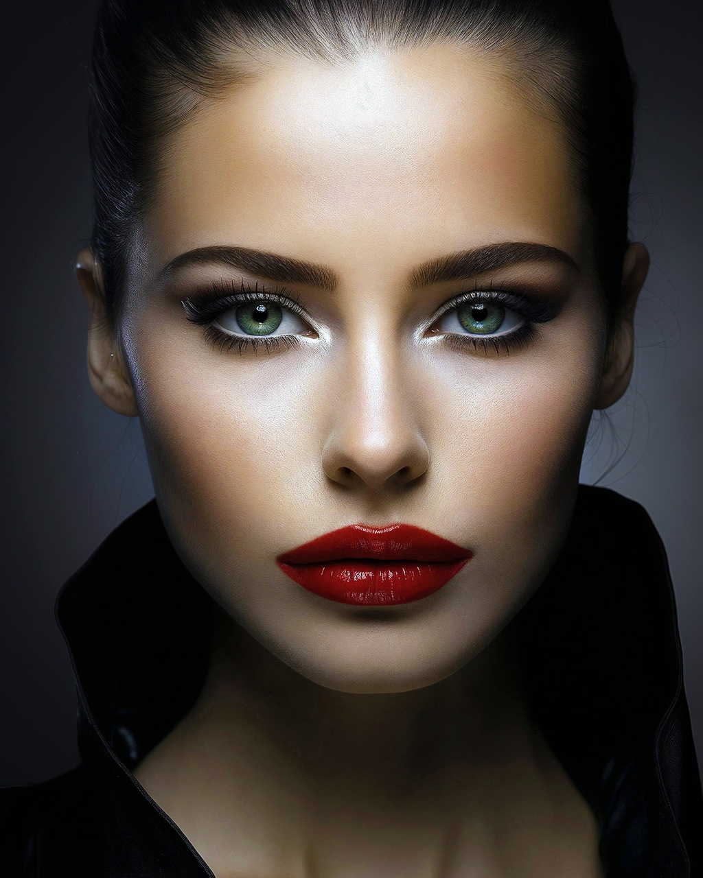 Portrait beauté féminin au chapeau noir réalisé dans mon studio photo aménagé de 300m2 (SUD DE LA FRANCE)